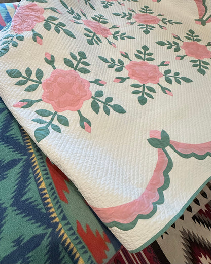 Pink Rose Appliqué Quilt