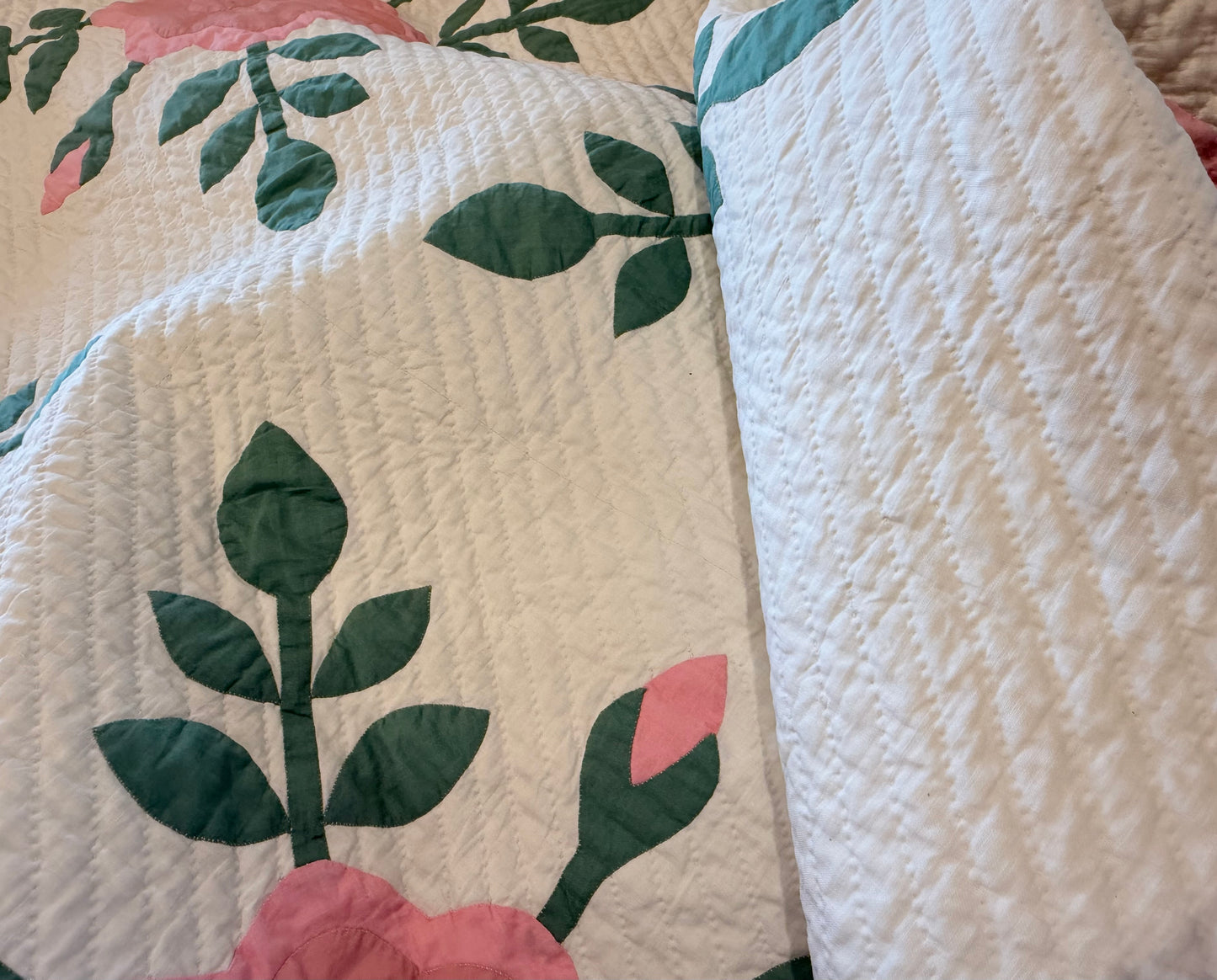Pink Rose Appliqué Quilt
