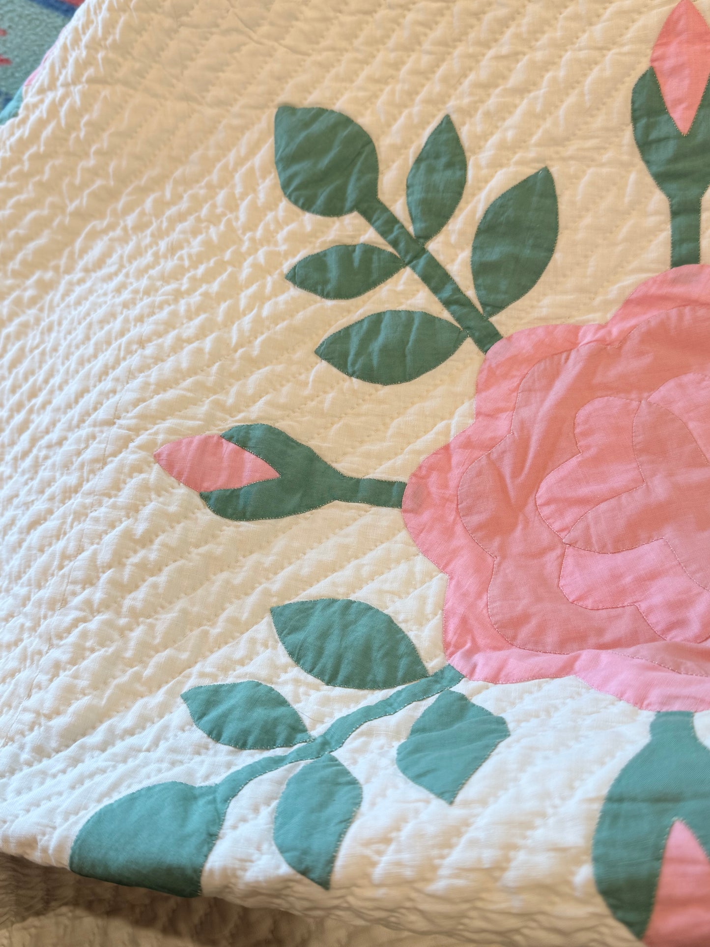 Pink Rose Appliqué Quilt