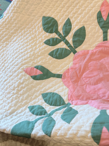 Pink Rose Appliqué Quilt