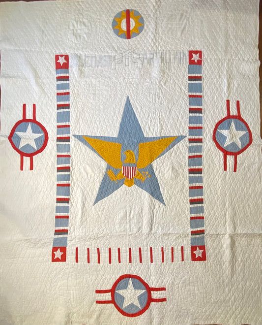 American Patriotic 33rd Coast Artillery Eagle and Star Quilt