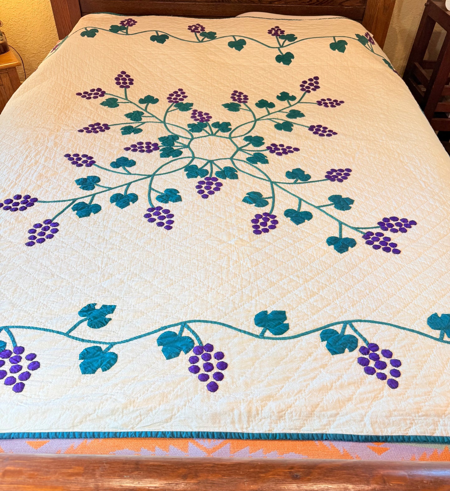 Medallion Vineyard of Grapes Appliqué Quilt