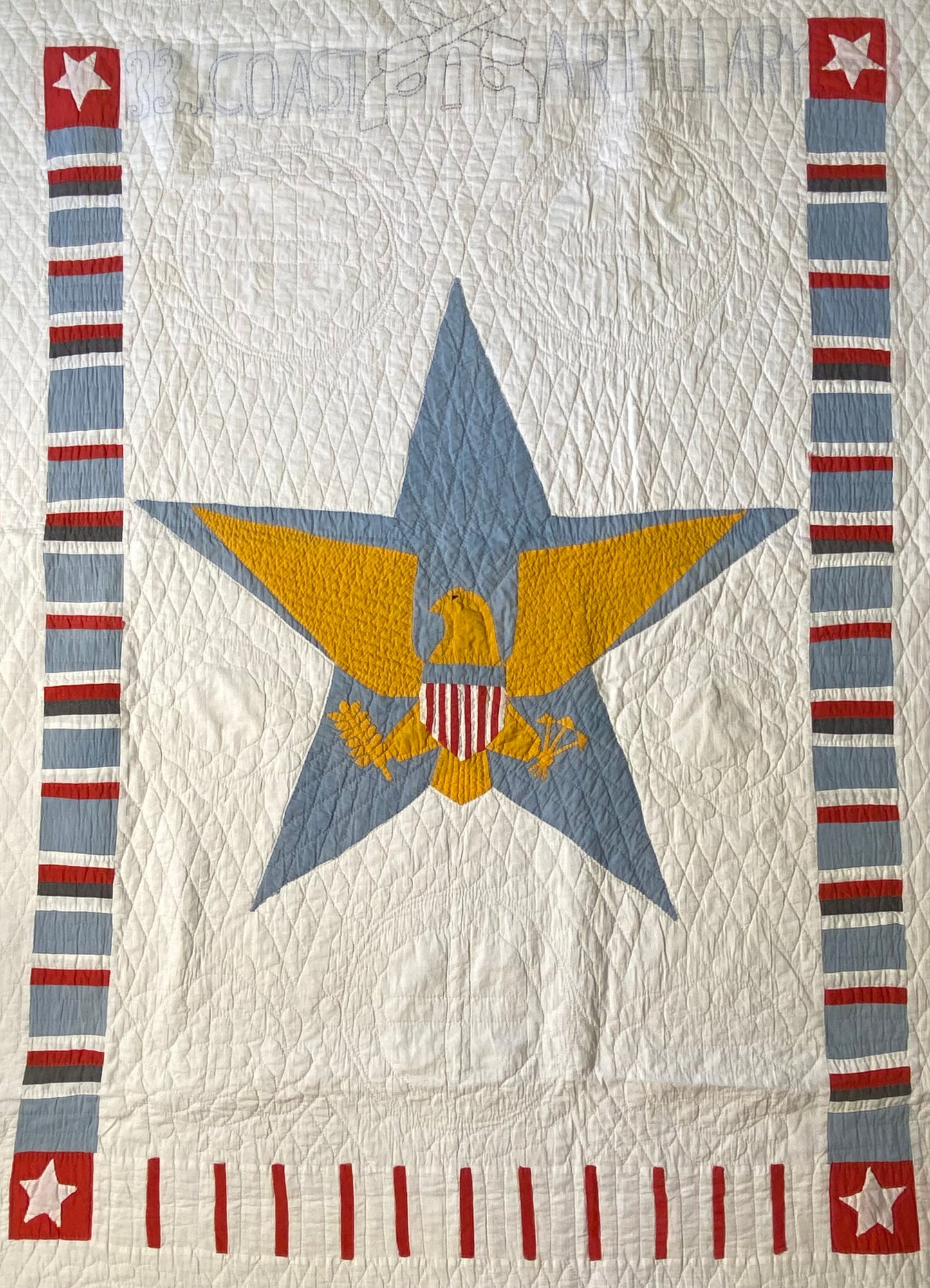 American Patriotic 33rd Coast Artillery Eagle and Star Quilt