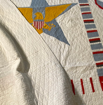 American Patriotic 33rd Coast Artillery Eagle and Star Quilt