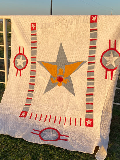 American Patriotic 33rd Coast Artillery Eagle and Star Quilt