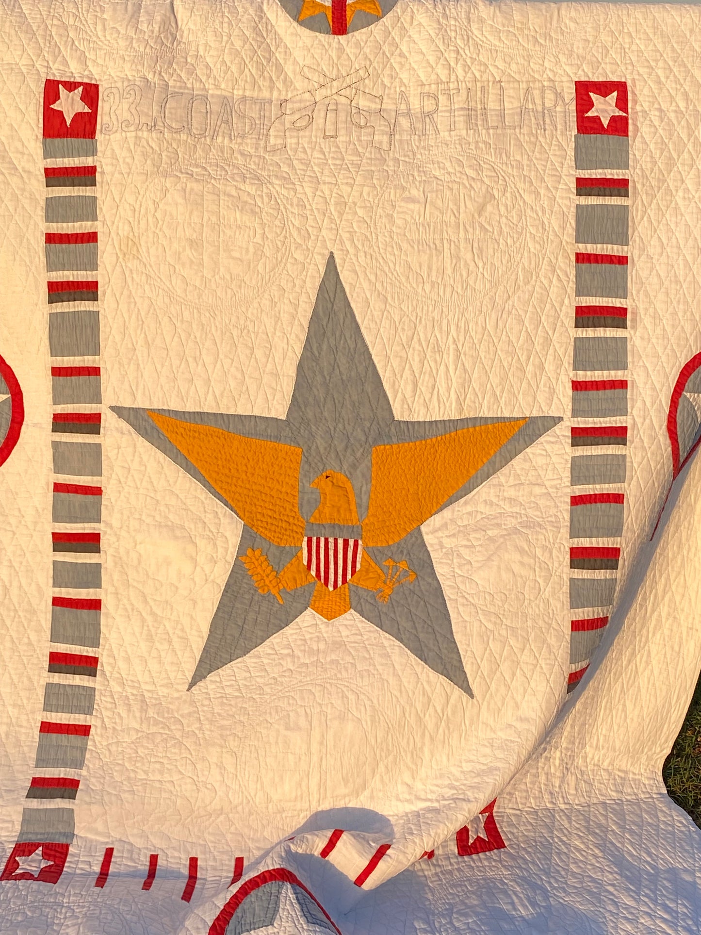 American Patriotic 33rd Coast Artillery Eagle and Star Quilt