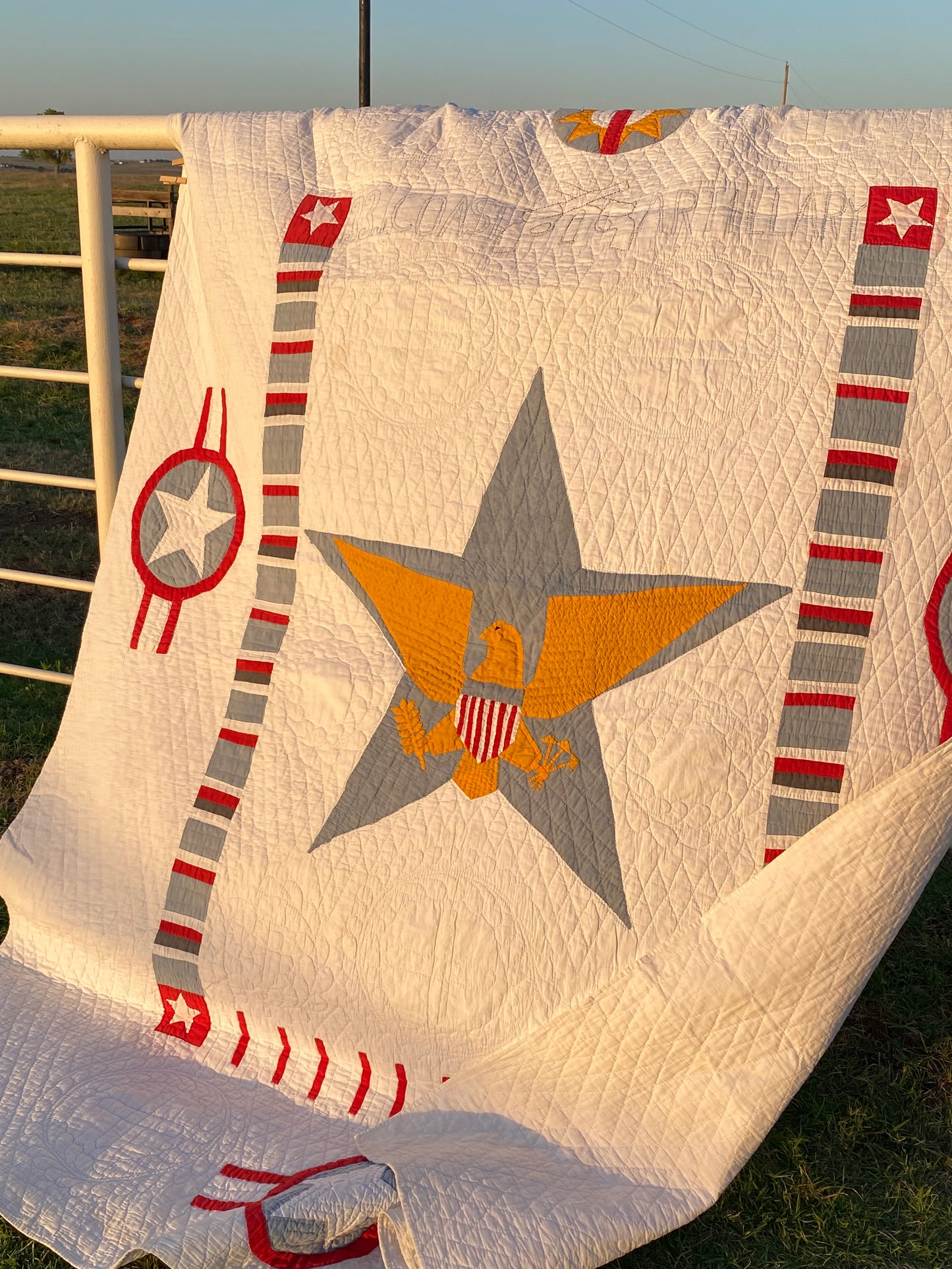 American Patriotic 33rd Coast Artillery Eagle and Star Quilt