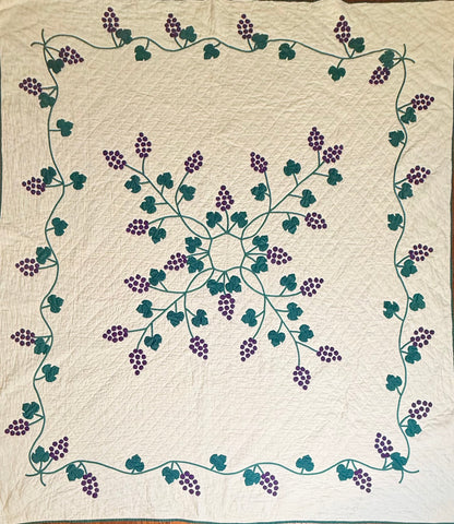 Medallion Vineyard of Grapes Appliqué Quilt