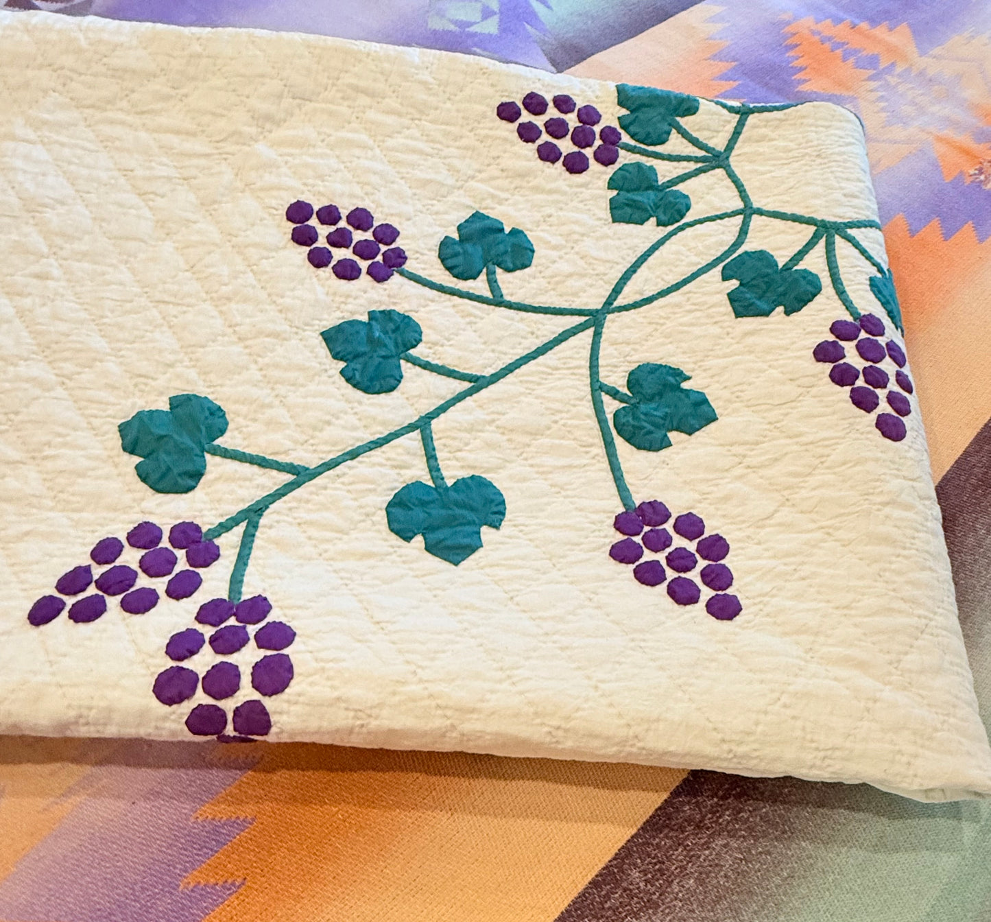 Medallion Vineyard of Grapes Appliqué Quilt