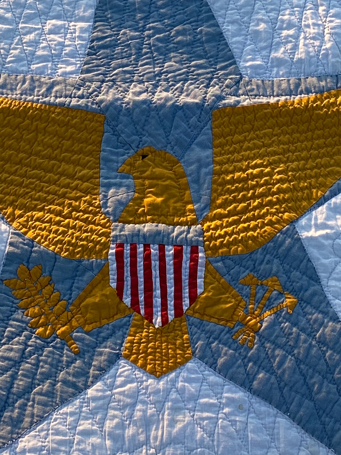 American Patriotic 33rd Coast Artillery Eagle and Star Quilt