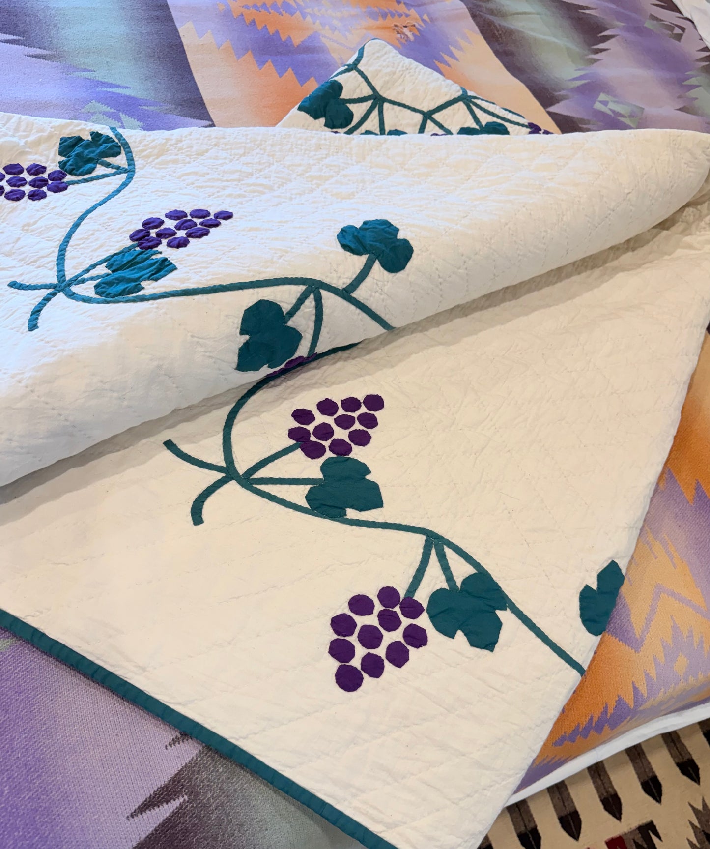 Medallion Vineyard of Grapes Appliqué Quilt