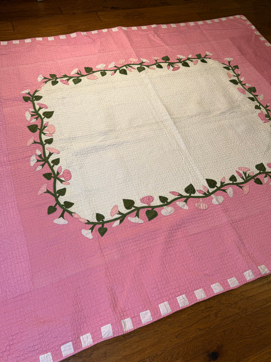 Morning Glory Appliqué Quilt with Blocks Border