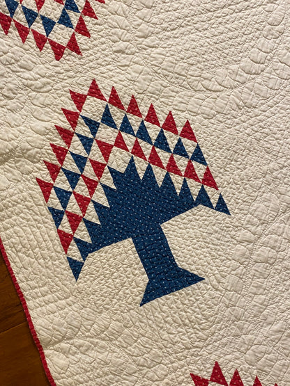 Red White and Blue Tree of Life Quilt -Sold