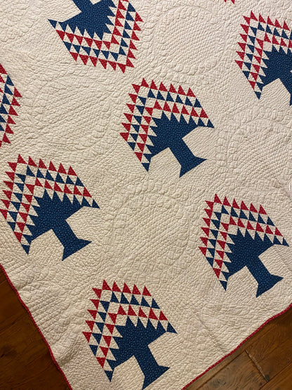 Red White and Blue Tree of Life Quilt -Sold