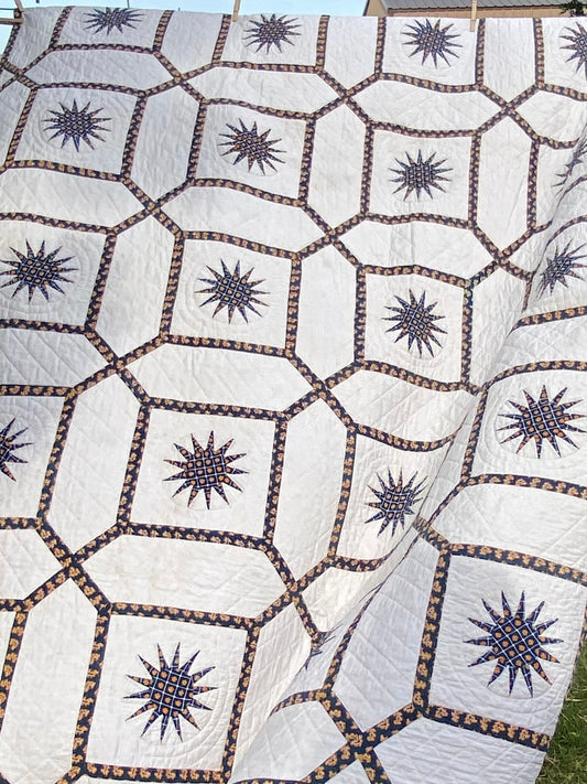Early 1840/50’s Indigo Mariners Compass Quilt
