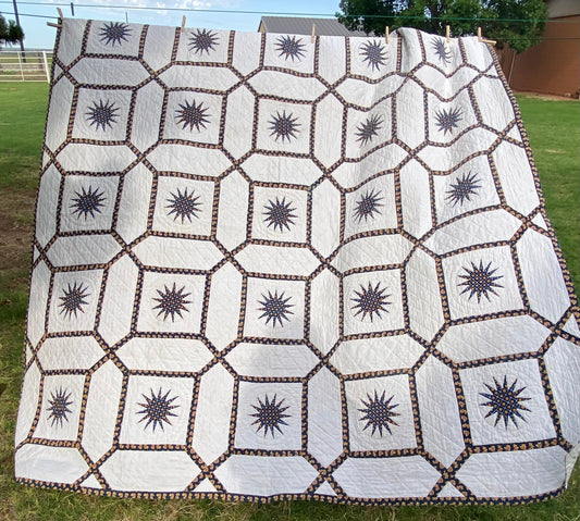 Early 1840/50’s Indigo Mariners Compass Quilt