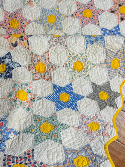 Smaller Scale Six Point Hexagonal Stars Quilt