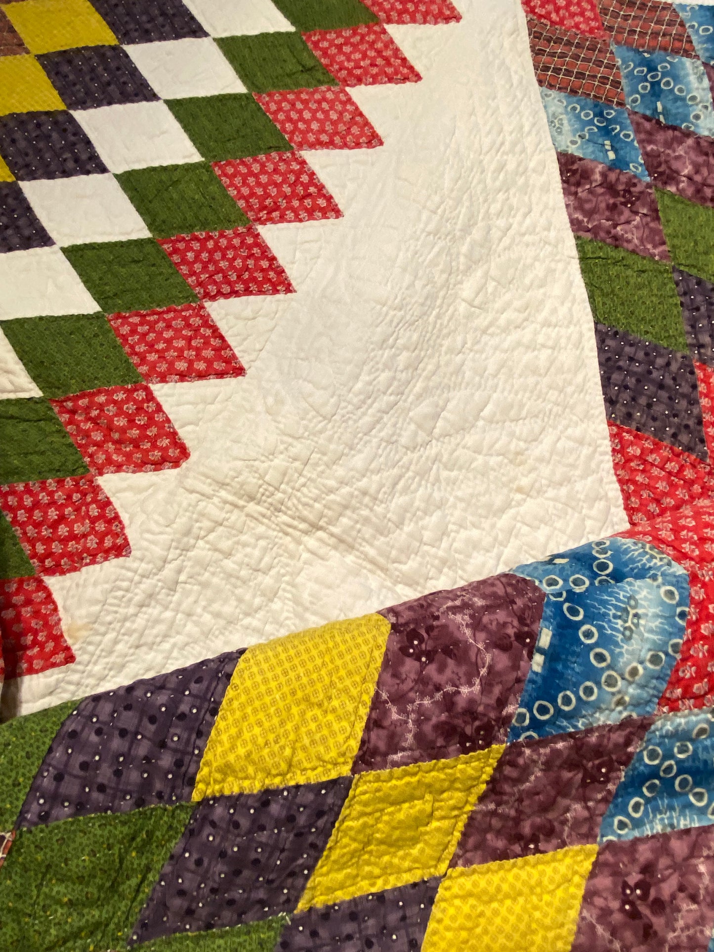 Circa 1850’s Blazing Stars Quilt with Diamonds Border