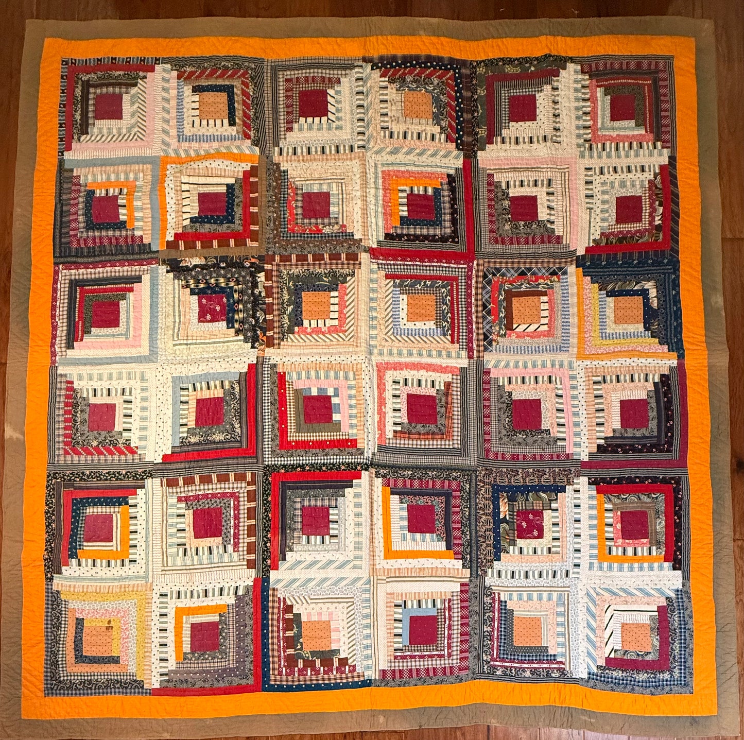 Log Cabin Sunshine and Shadows Quilt