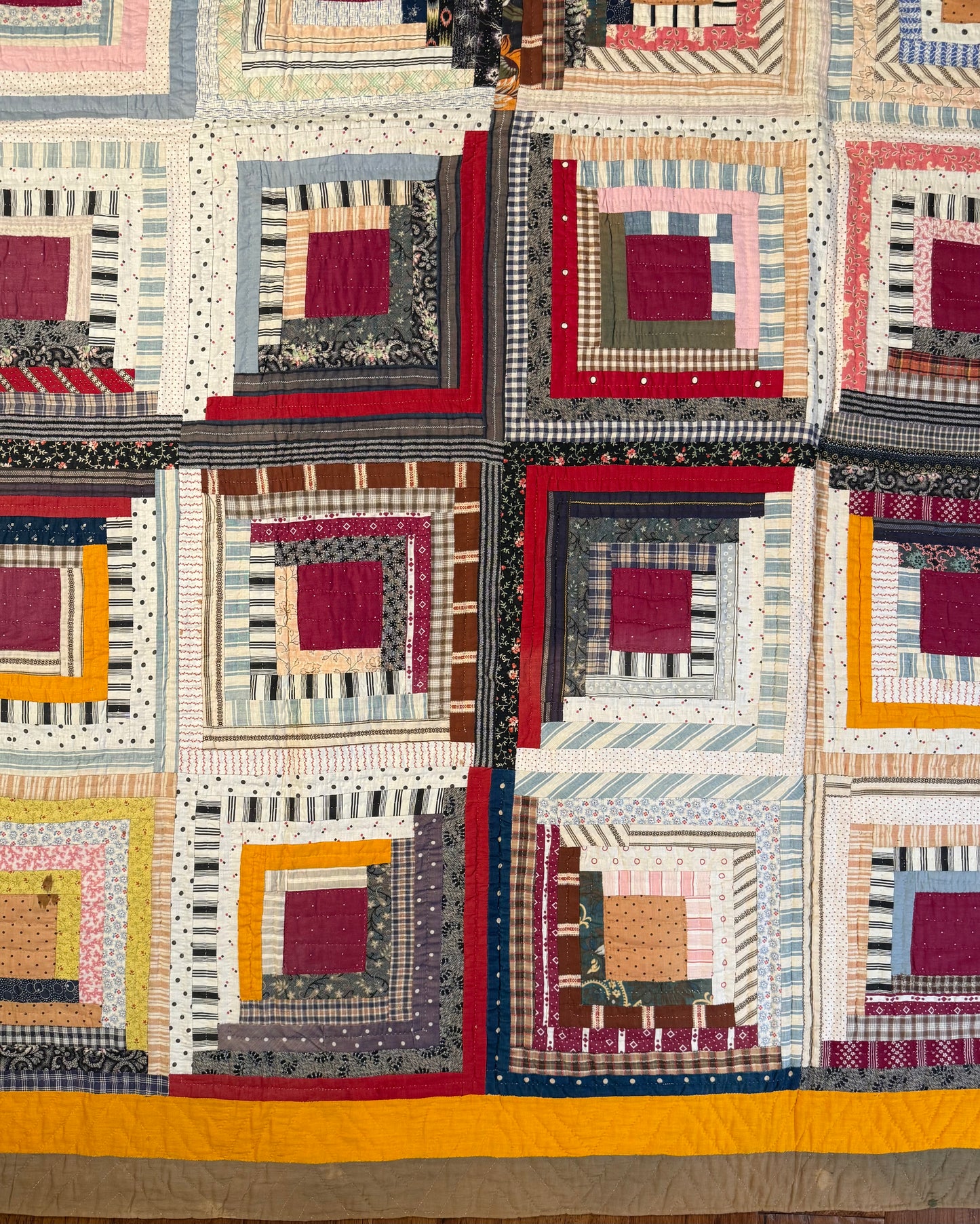 Log Cabin Sunshine and Shadows Quilt