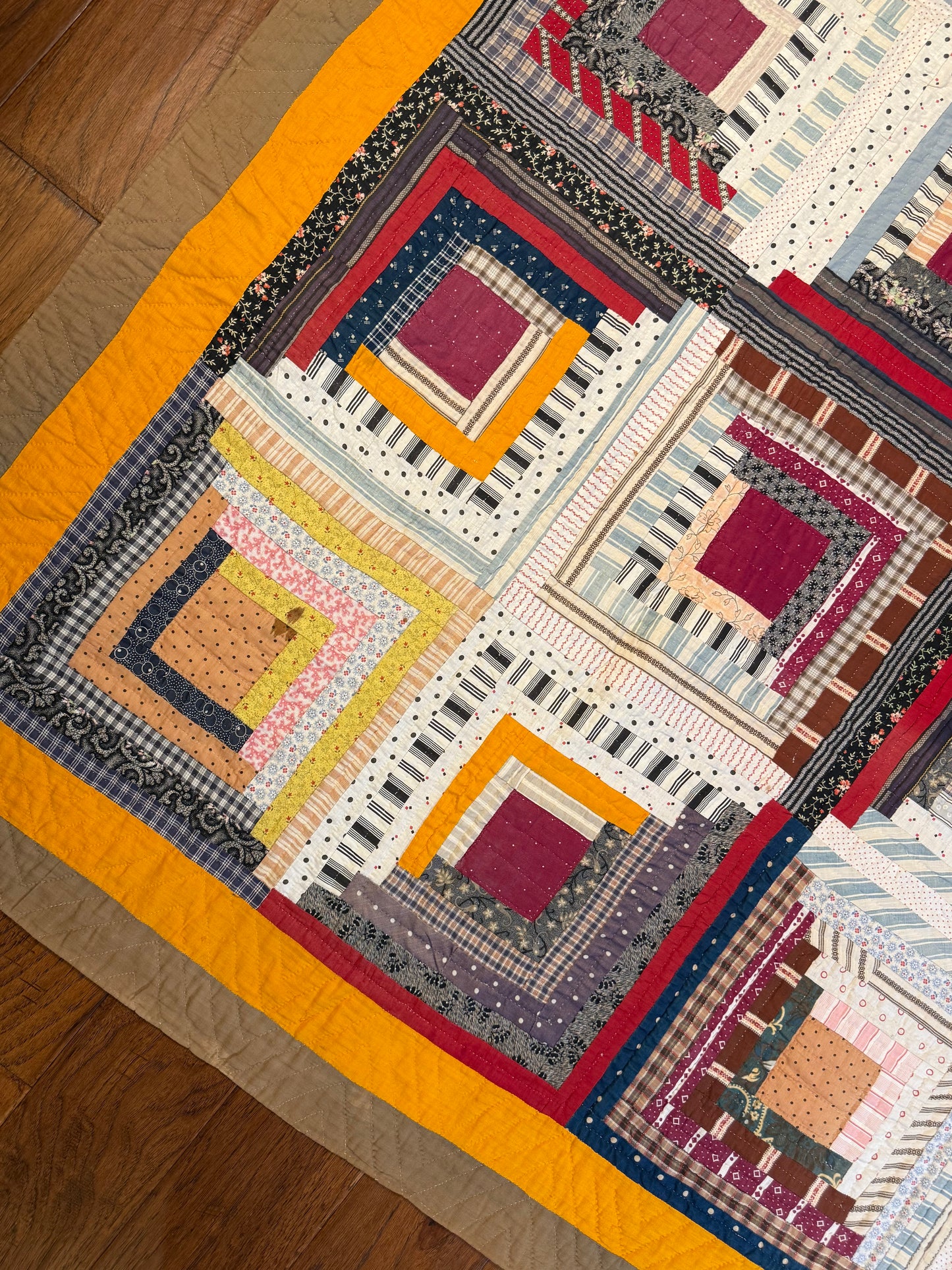 Log Cabin Sunshine and Shadows Quilt