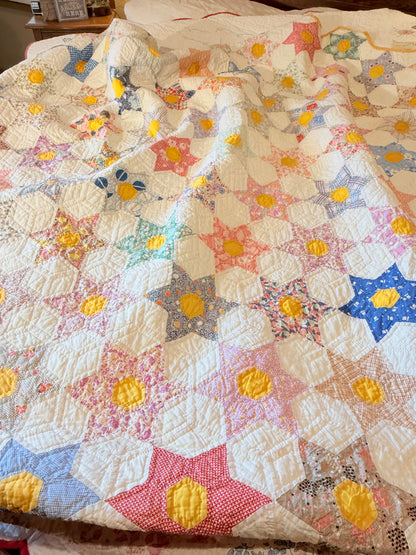 Smaller Scale Six Point Hexagonal Stars Quilt