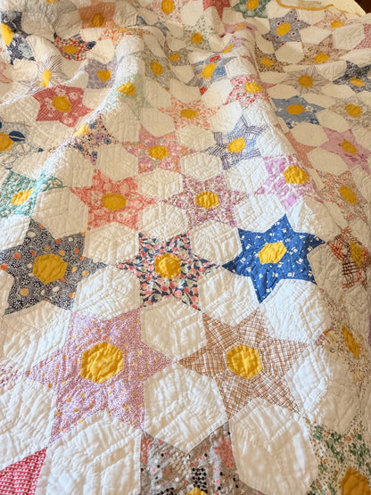 Smaller Scale Six Point Hexagonal Stars Quilt