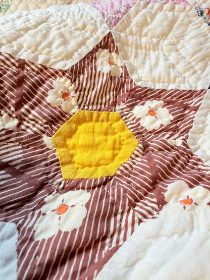 Smaller Scale Six Point Hexagonal Stars Quilt