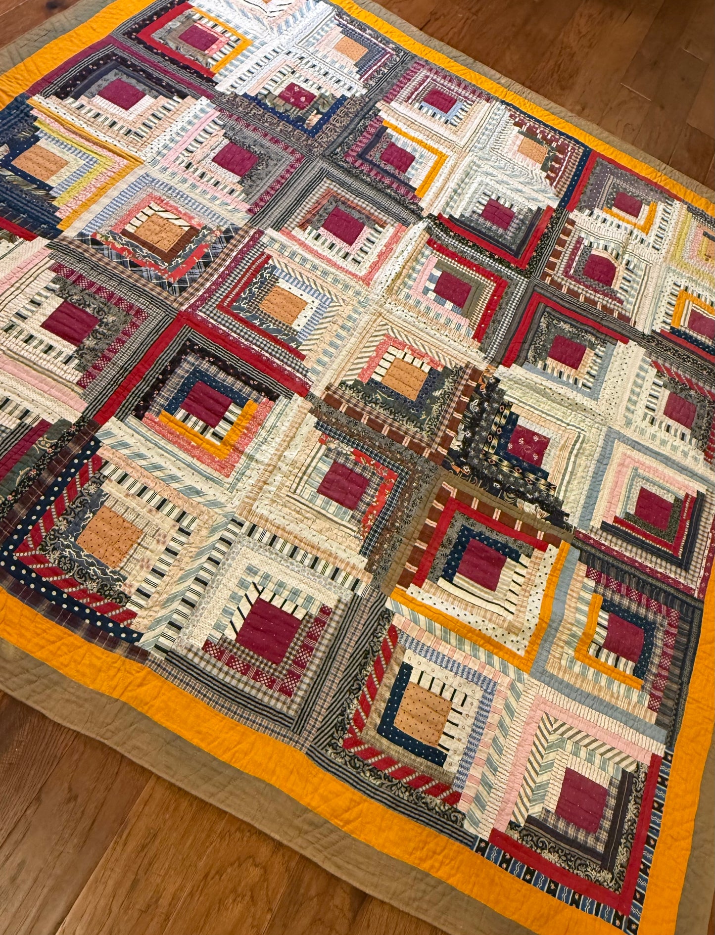 Log Cabin Sunshine and Shadows Quilt