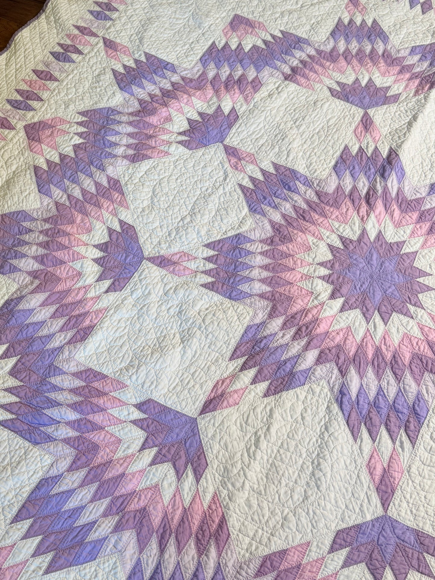 Broken Star Quilt with Border Of Diamonds