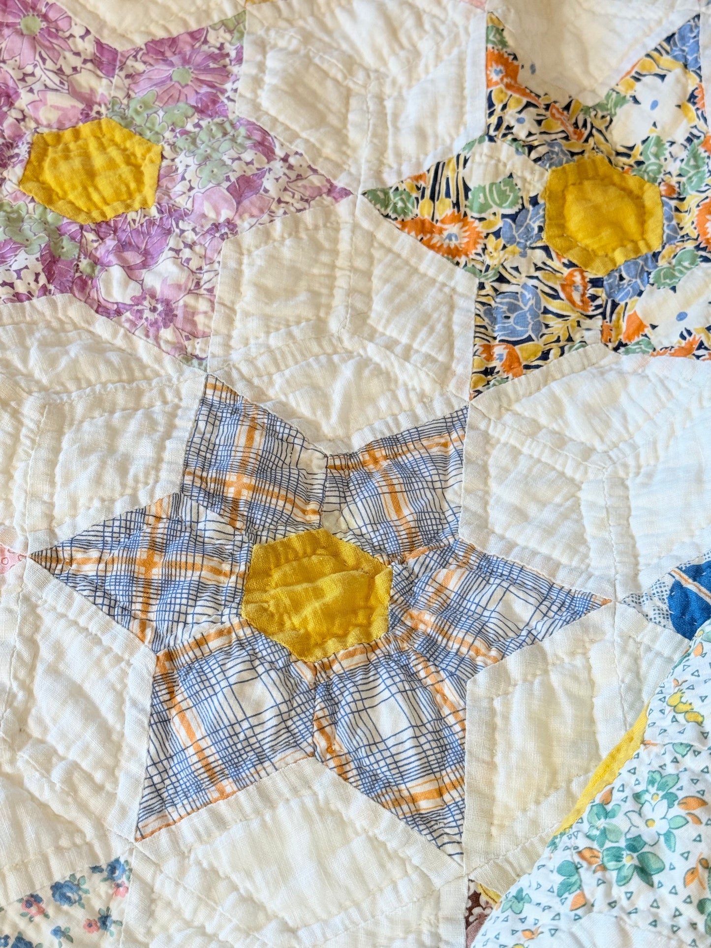 Smaller Scale Six Point Hexagonal Stars Quilt