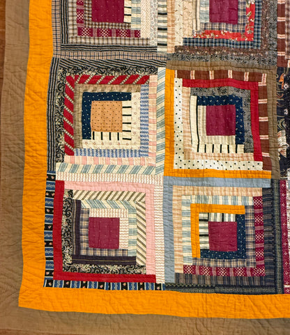 Log Cabin Sunshine and Shadows Quilt