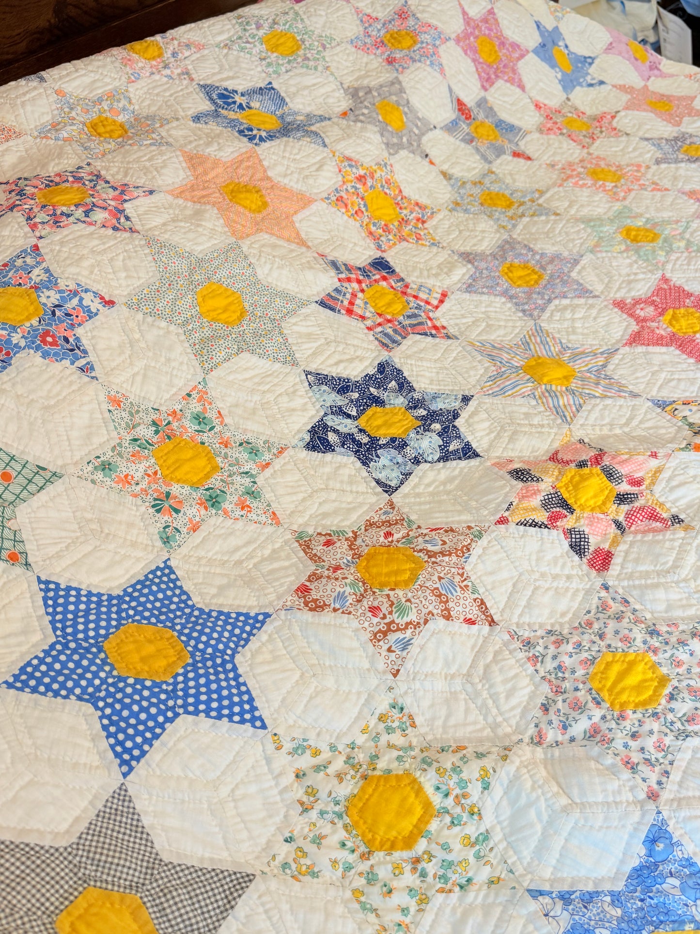 Smaller Scale Six Point Hexagonal Stars Quilt