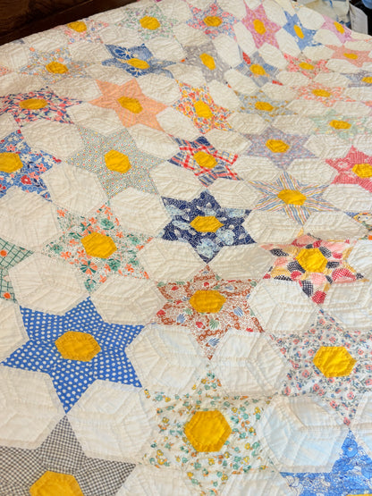 Smaller Scale Six Point Hexagonal Stars Quilt