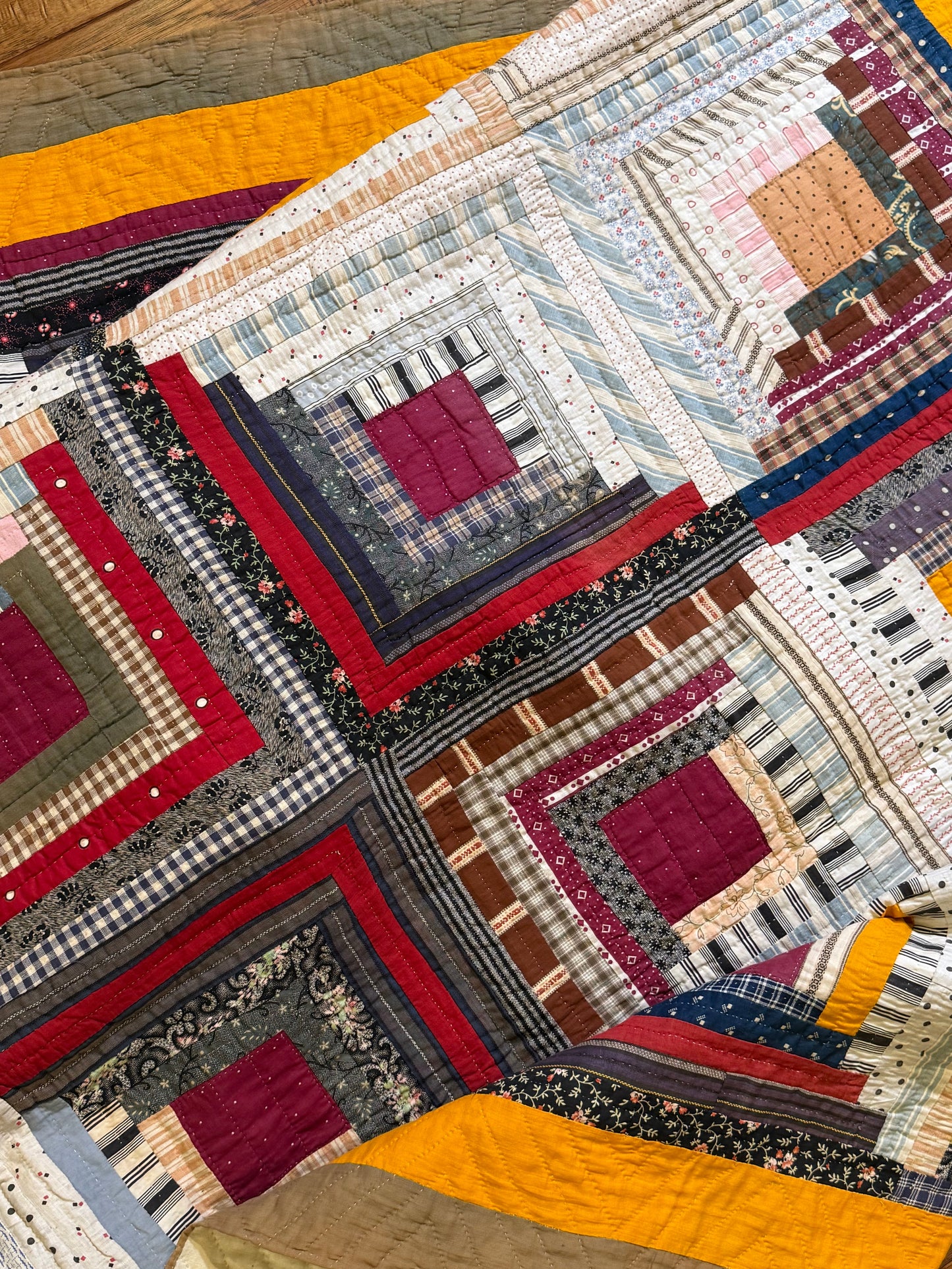 Log Cabin Sunshine and Shadows Quilt