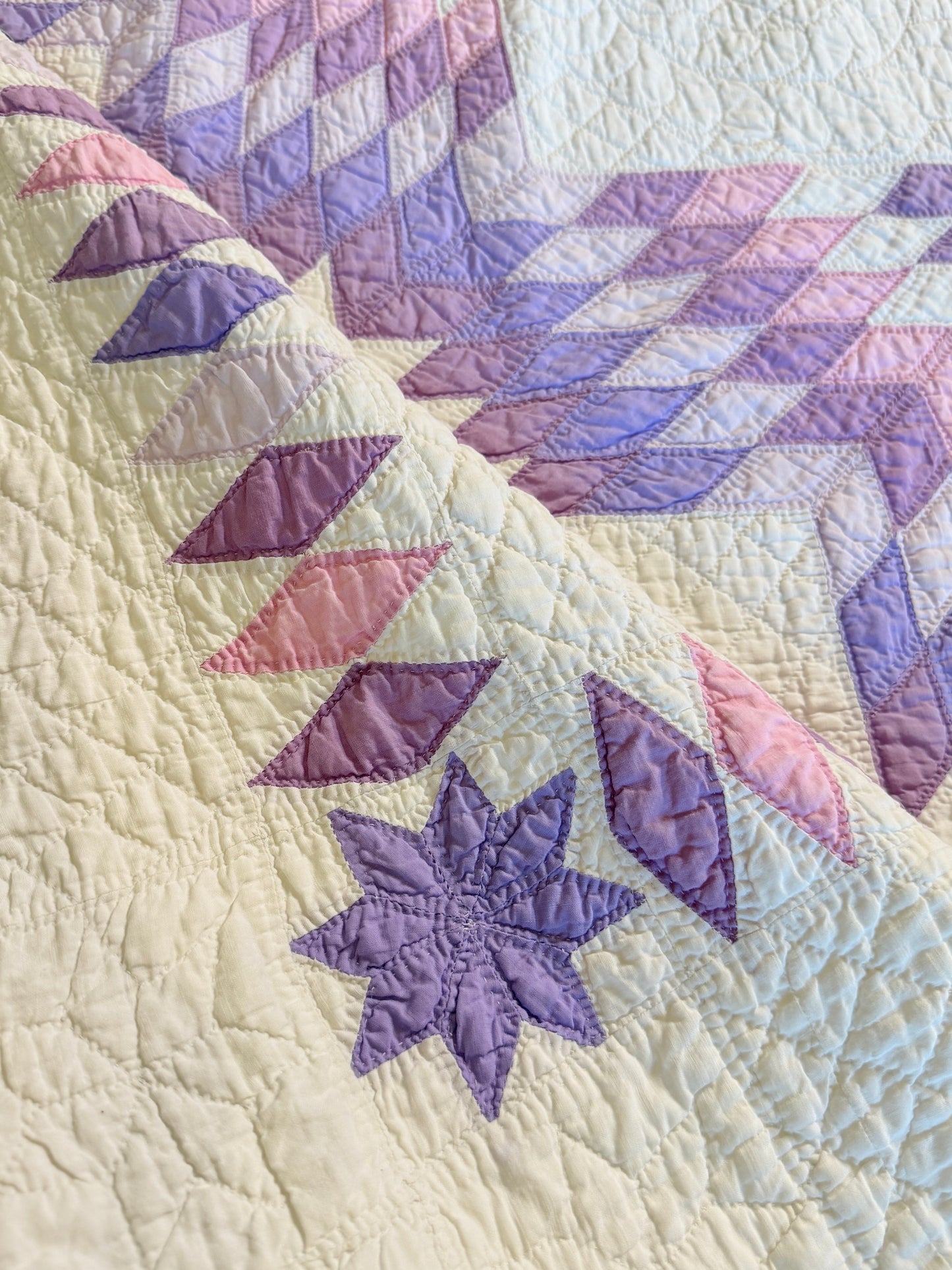 Broken Star Quilt with Border Of Diamonds