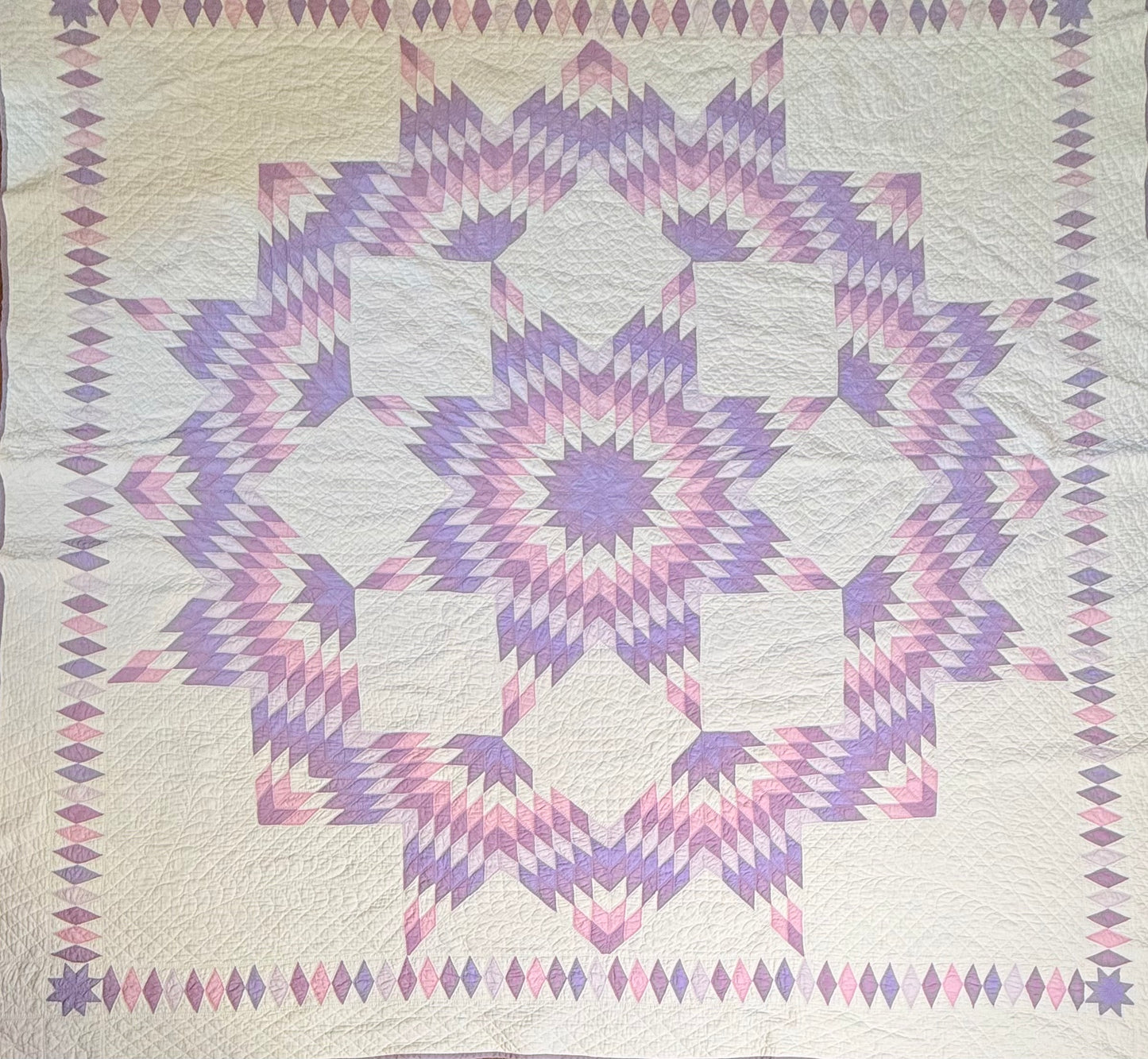 Broken Star Quilt with Border Of Diamonds