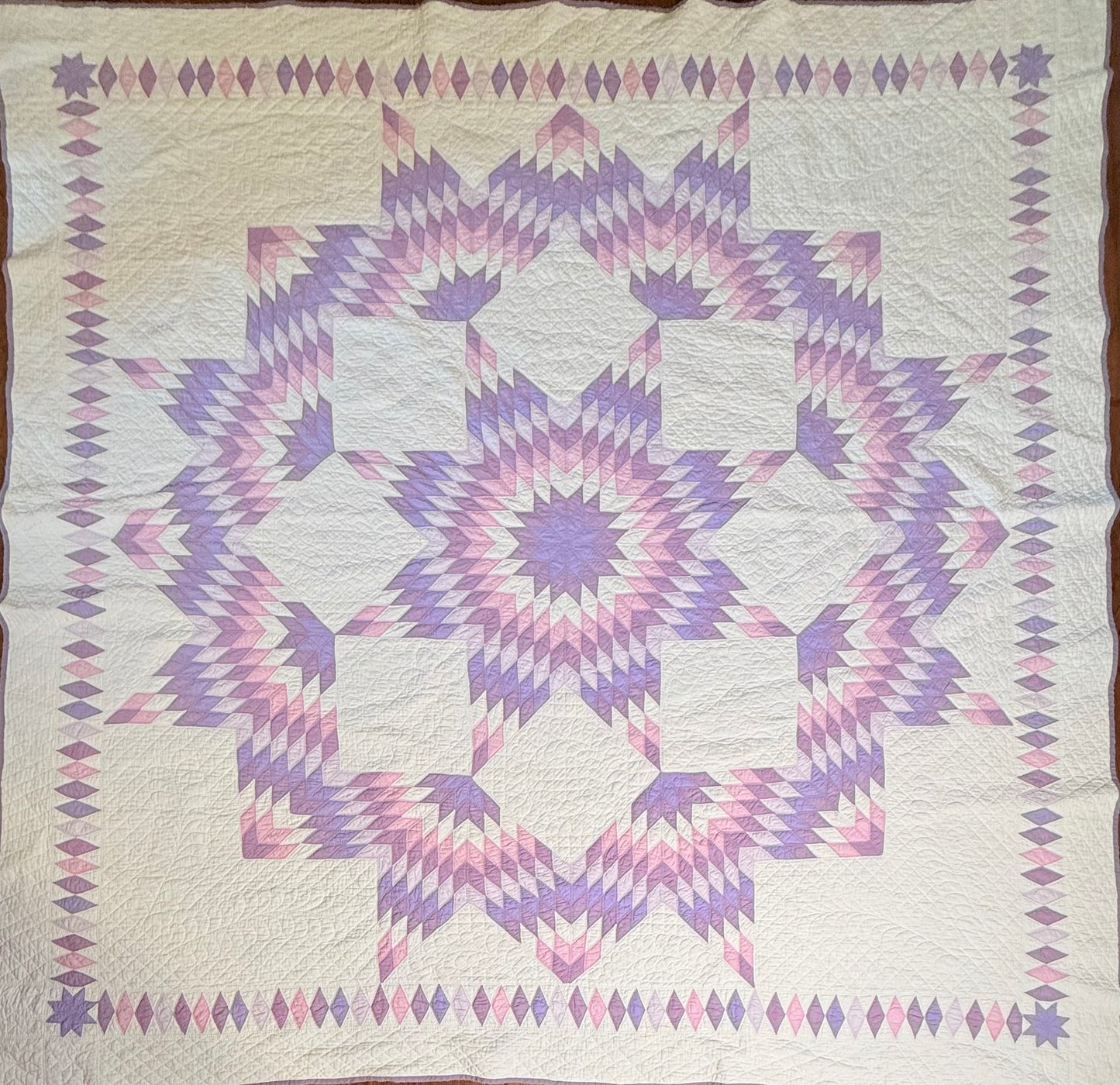 Broken Star Quilt with Border Of Diamonds