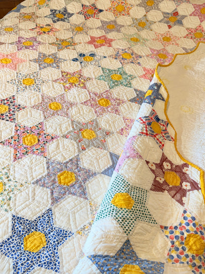 Smaller Scale Six Point Hexagonal Stars Quilt
