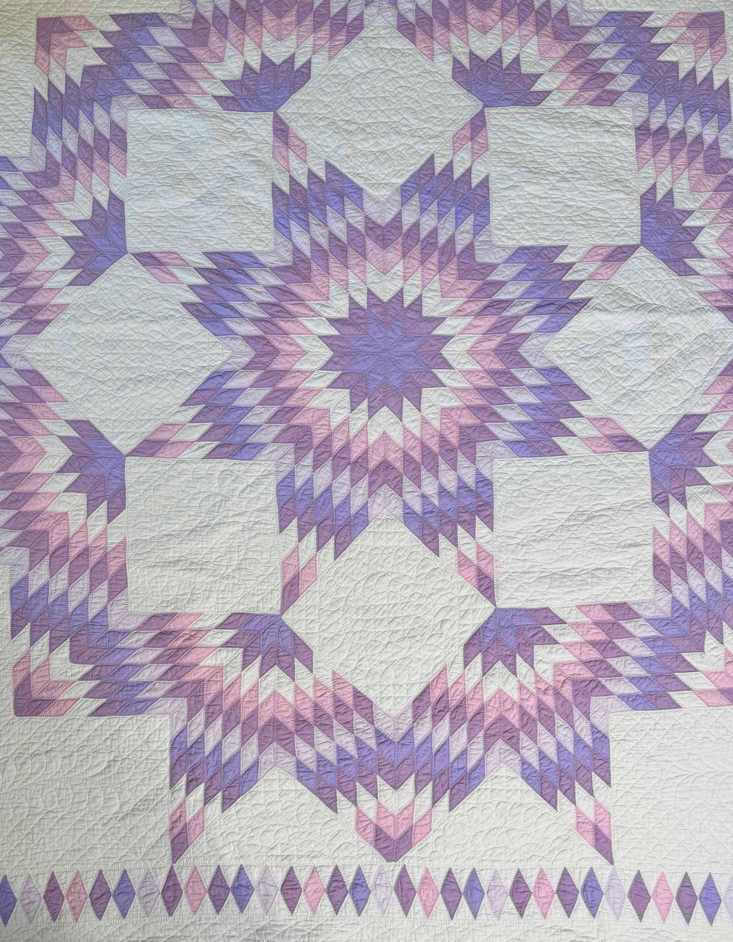 Broken Star Quilt with Border Of Diamonds