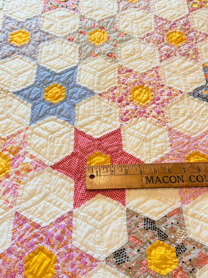 Smaller Scale Six Point Hexagonal Stars Quilt