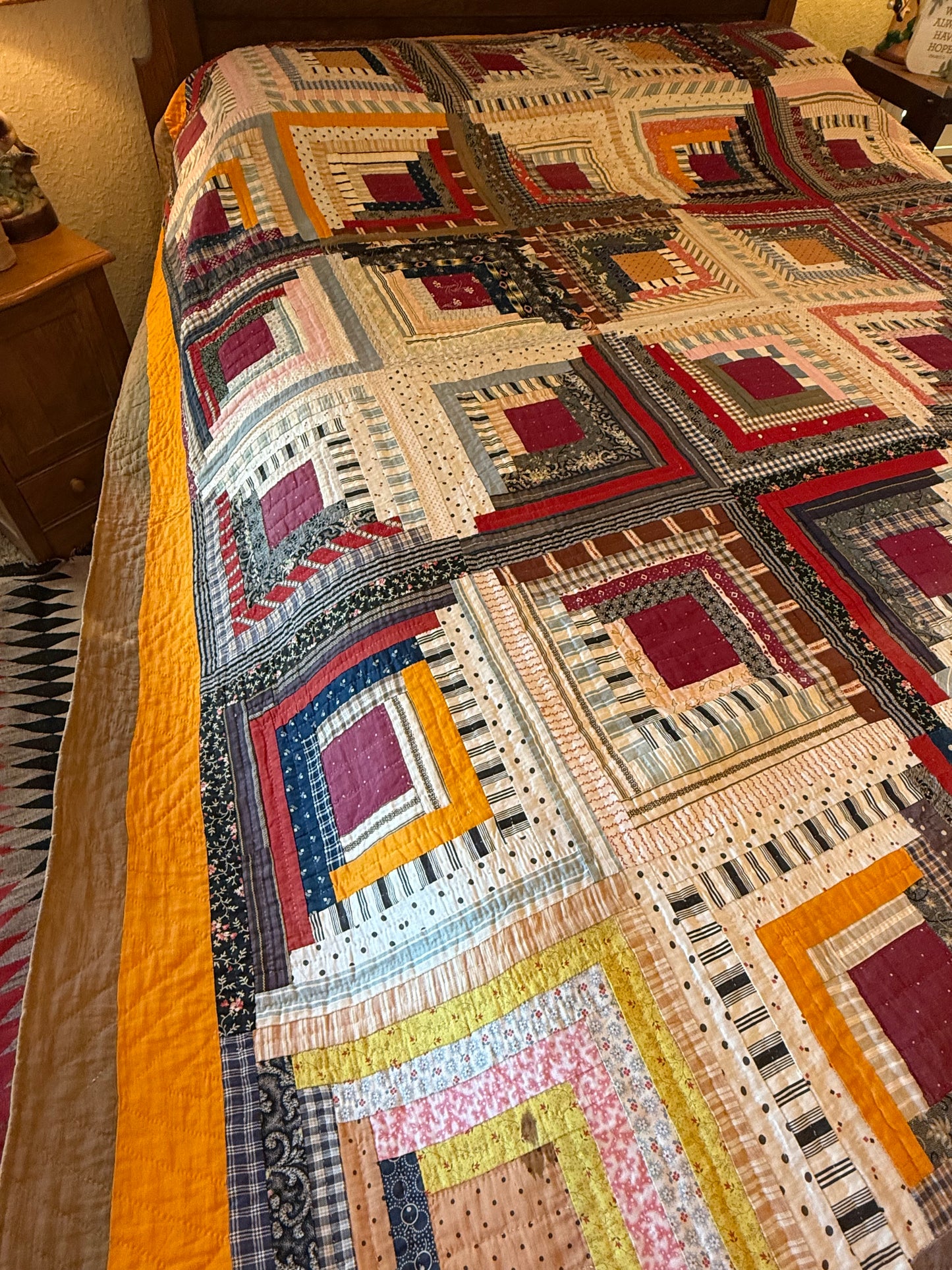 Log Cabin Sunshine and Shadows Quilt