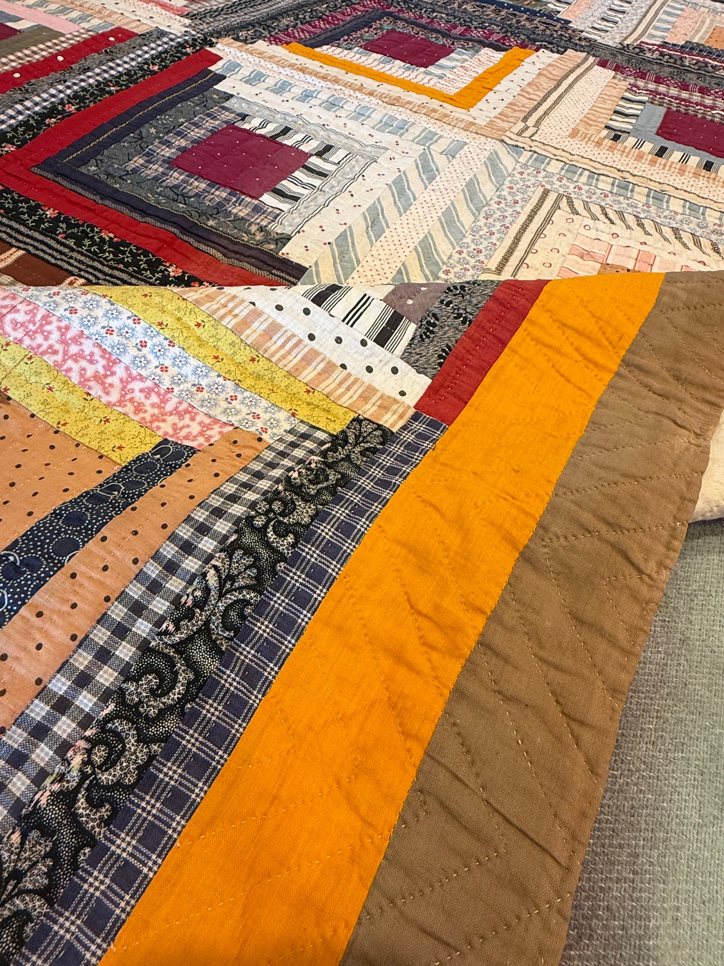 Log Cabin Sunshine and Shadows Quilt