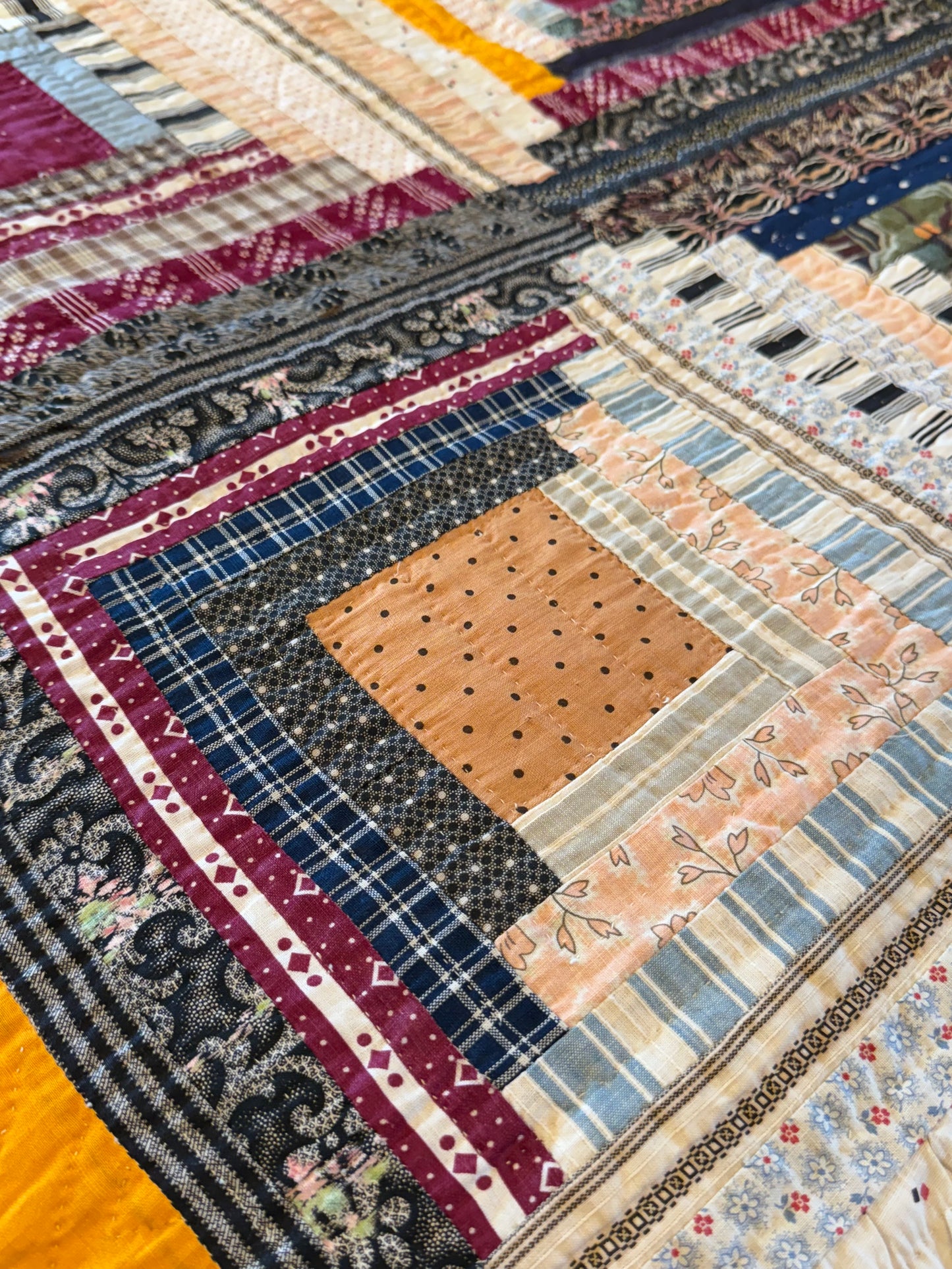 Log Cabin Sunshine and Shadows Quilt