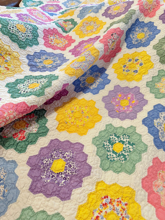 Colorful Rainbow Flower Garden Quilt