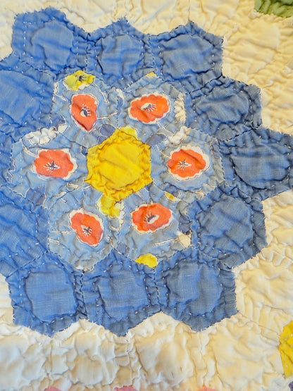 Colorful Rainbow Flower Garden Quilt