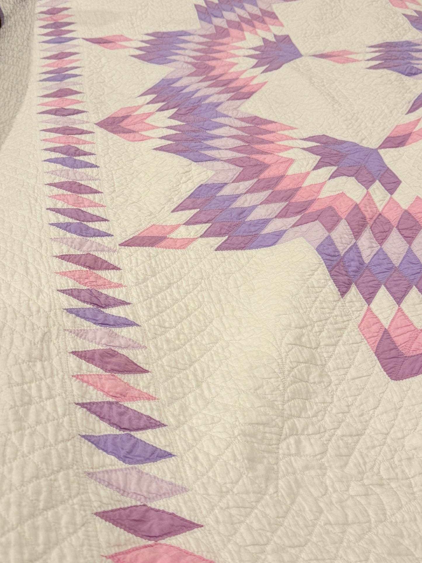 Broken Star Quilt with Border Of Diamonds