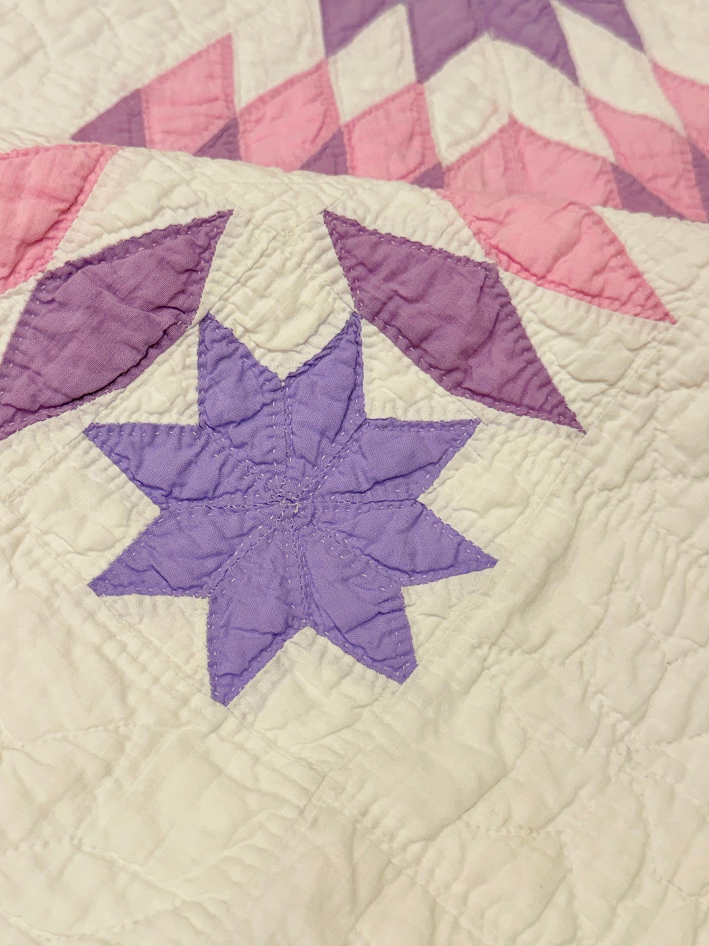 Broken Star Quilt with Border Of Diamonds