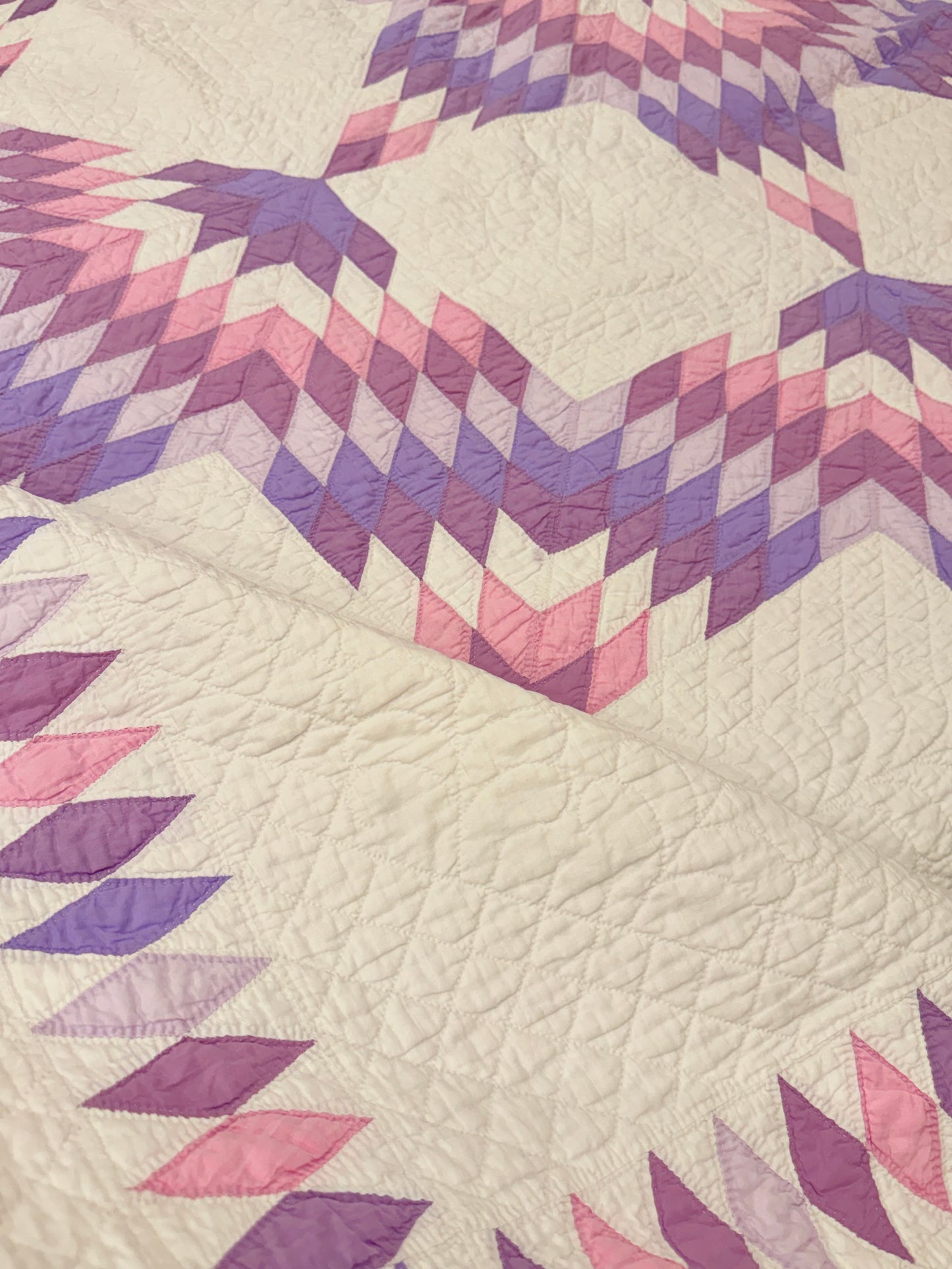Broken Star Quilt with Border Of Diamonds