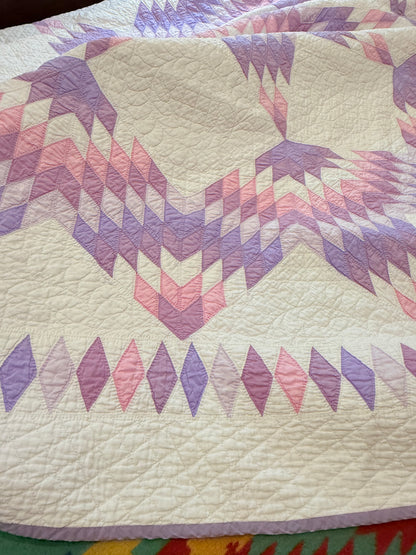 Broken Star Quilt with Border Of Diamonds